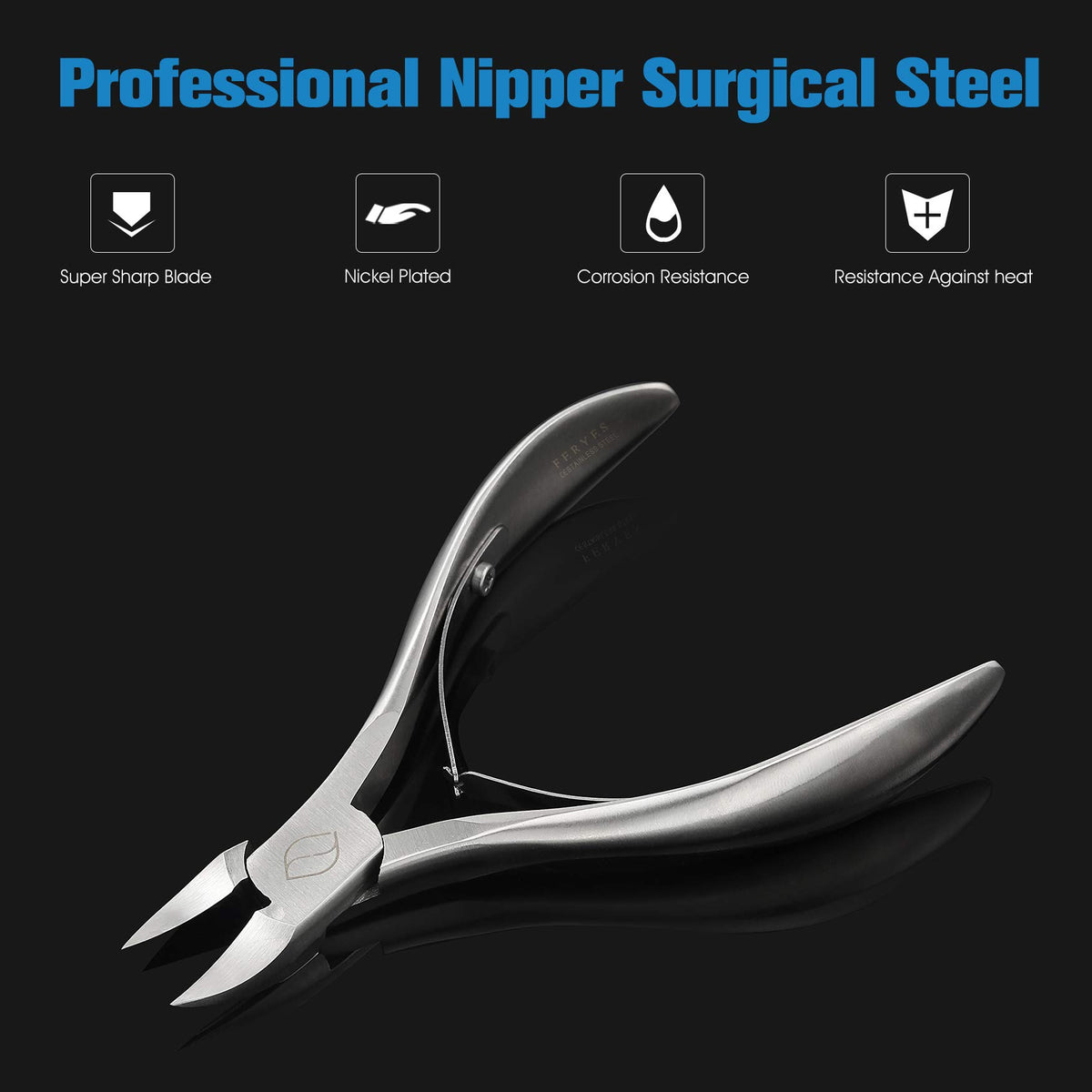 FERYES Toenail Clippers for Thick Nails, Toe Nail Clipper for Ingrown Hard Toenails, Professional Podiatrist Heavy Duty Toenail Scissors for Seniors,Women,Men, Silver