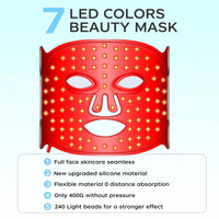 LED Face Mask, Professional Red Light Therapy Mask for Face, Multi-light Modes Skincare at Home, Infrared Face Mask Light Therapy for Acne, Wrinkles, Skin Rejuvenation (White(7 Light Modes))