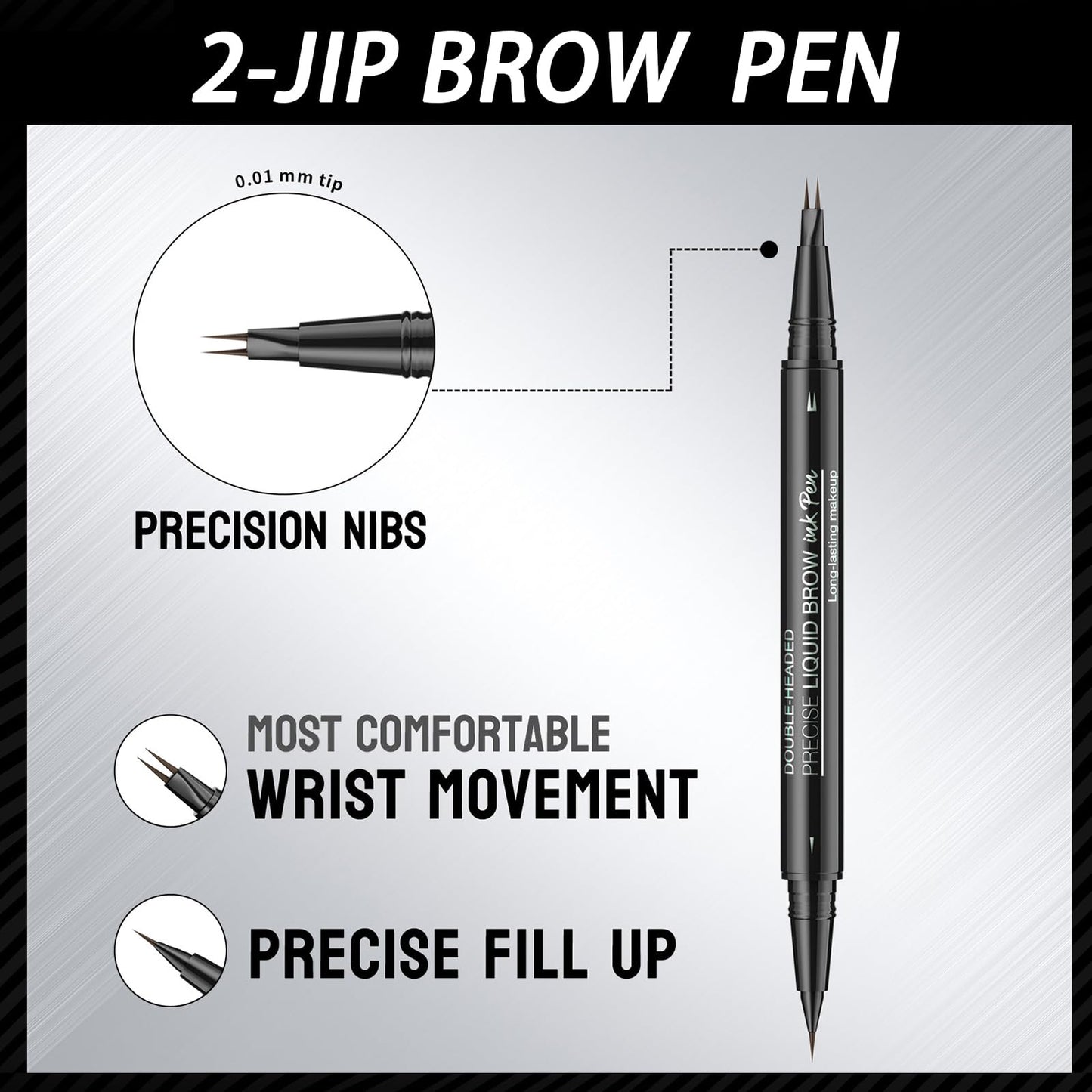 FresFresi 2-in-1 Dual-Ended Microblading Eyebrow Pen - Waterproof with Micro-Fork-Tip & Precise Brush-Tip - Long-lasting Brow Pencil for Natural Looking Brows in Brown Shade (Brown)