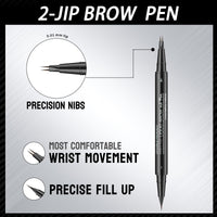 FresFresi 2-in-1 Dual-Ended Microblading Eyebrow Pen - Waterproof with Micro-Fork-Tip & Precise Brush-Tip - Long-lasting Brow Pencil for Natural Looking Brows in Brown Shade (Brown)