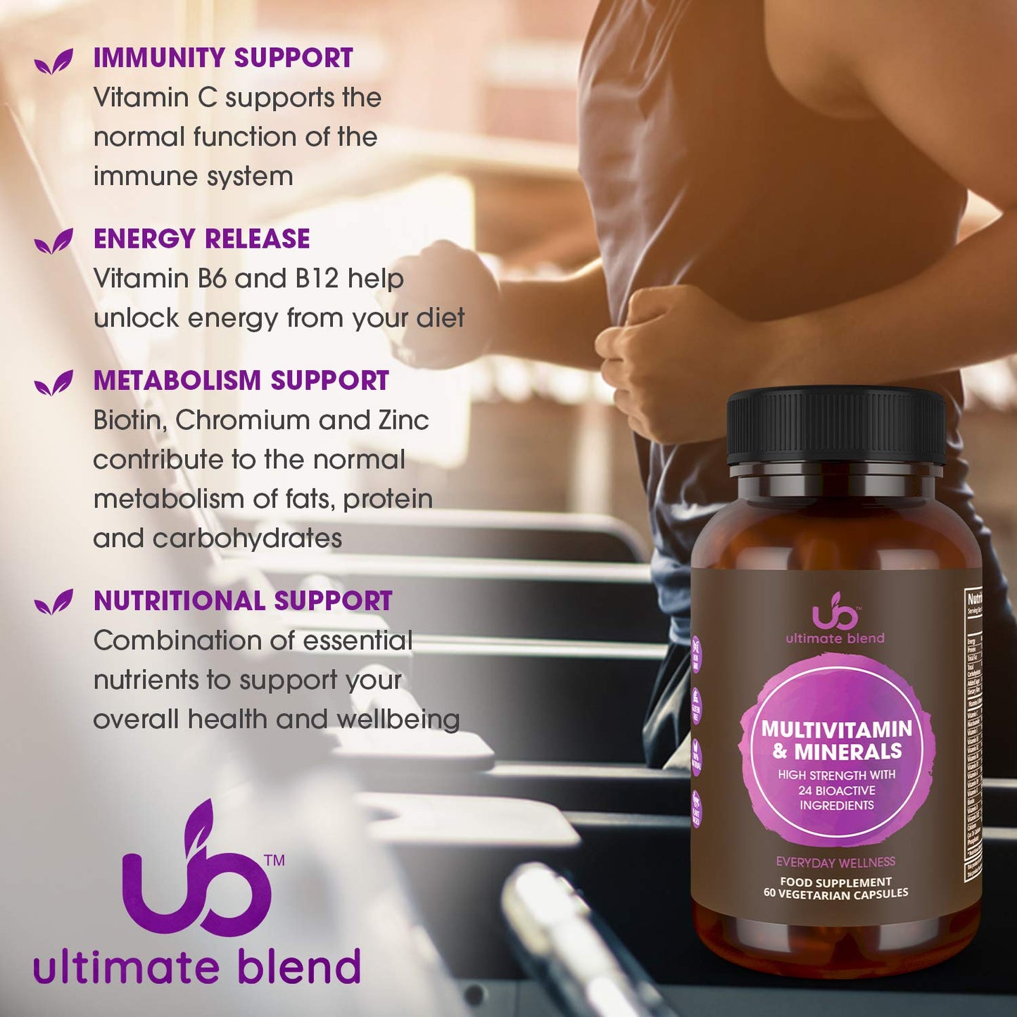 ub Ultimate Blend Multivitamin & Minerals | Once Daily Nutritional Support with 26 Bioactive Ingredients | Everyday Wellness Supplement | Vegan, Gluten Free | Boosts Energy & Immunity – 60 Vegan Caps…