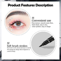 MINSHZEE Liquid Eyeliner, 5 Pcs Black Liquid Eyeliner Stamp Pen Set, Dual Tip Waterproof and Smudge-proof, Black Eyeliner Tattoo Makeup Tool, 5 Decorative Shapes (Heart, Flower, Star, Butterfly, Triangle Stamp