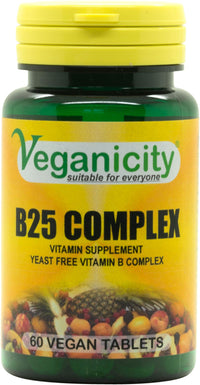 Veganicity B25 Complex : Vitamin B Supplement : 60 Tablets, in a Planet-Friendly 99% reccyled Pot