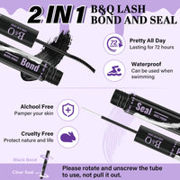 B&Qaugen Lash Bond and Seal Waterproof 10ML Eyelash Bond and Seal Lash Glue for Lash Clusters Black Lash Glue and Bond Super Strong Lash Extension Bond and Seal Long Lasting Bond and Lock 72 Hours(NewST-HEI)