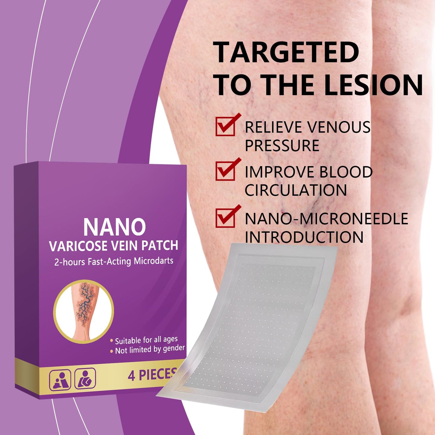 SONGQEE Soothing Leg Breathable Care Patches, Varicose Vein Patch, Improving Blood Circulation, Skin Body Care, for All Skin Types