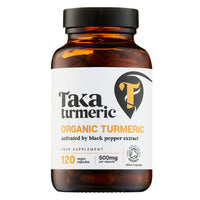 Taka Turmeric, 120 Caps Organic Turmeric with Black Pepper Extract Tumeric Curcumin Supplement, High Strength Tumeric Capsules with Curcumin and Black Pepper, Vegan, Recyclable Packaging