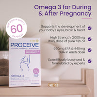 Proceive® Conception and Pregnancy Omega 3 - High Strength & Pure Fish Oil Tablets - 60 Capsules/1 Month Supply