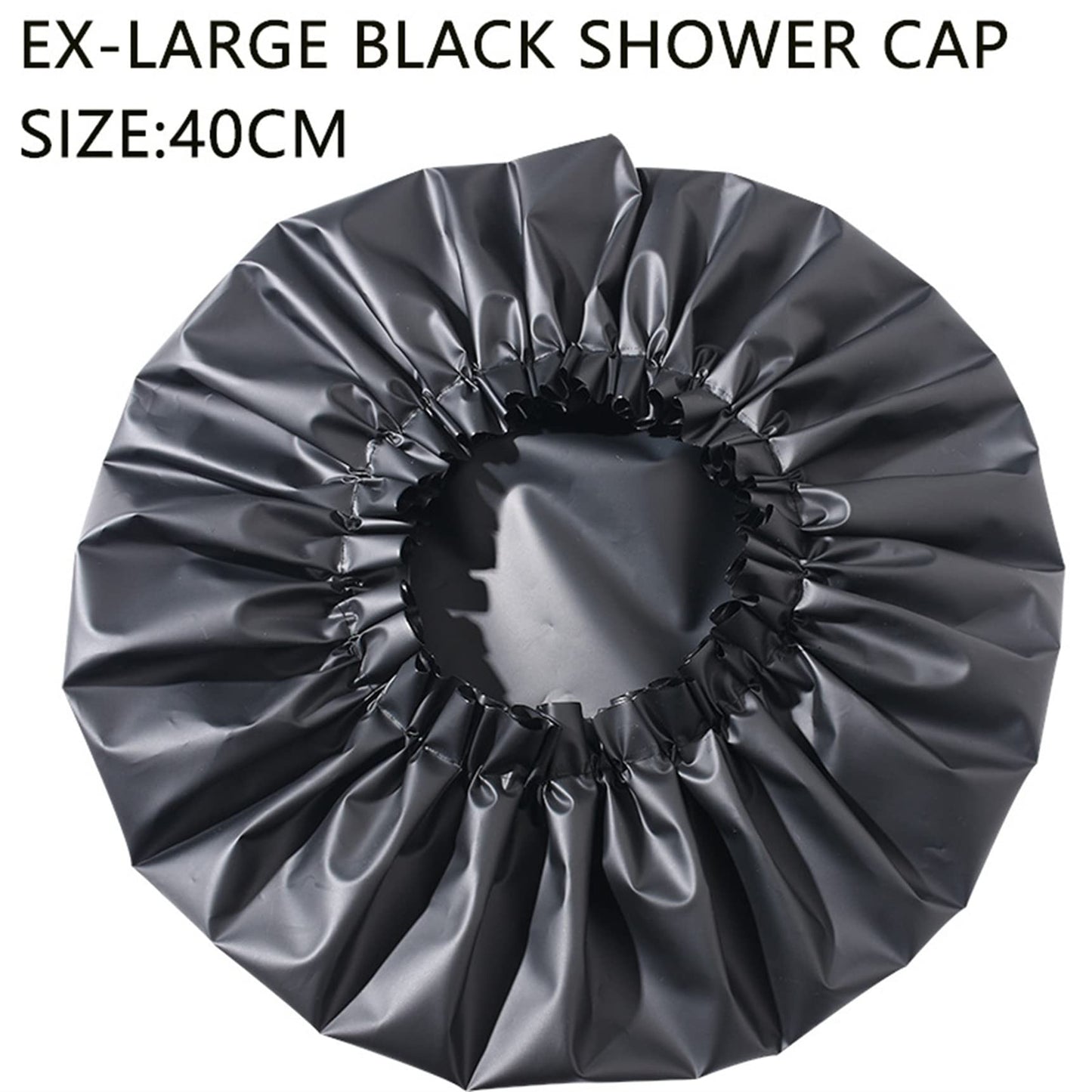 FIWOODELF Jumbo Shower Caps 2 Packs Waterproof & Adjustable & Reusable Shower Cap for Women Extra Large Shower Cap Bath Hair Caps(Black and White）