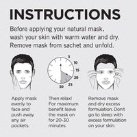 Fuss Free Naturals Sheet Face Mask For Men, Mens Skincare Bamboo Sheet Mask, Anti-Ageing With Hyaluronic Acid + Collagen, For Clean Shaven Men - Pack of 3 Sachets