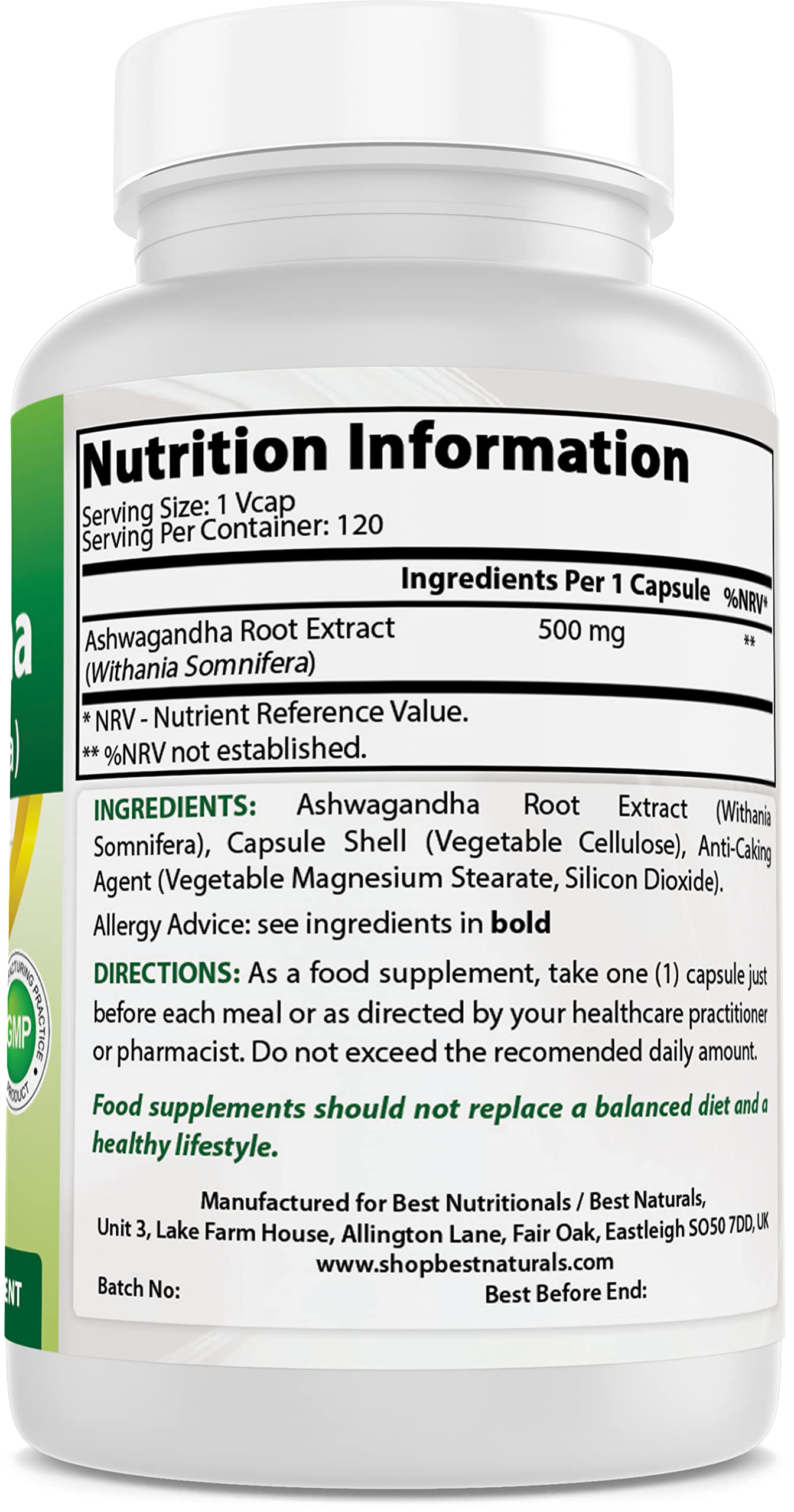 Best Naturals Ashwagandha 500 mg 120 Capsules (120 Count (Pack of 2))