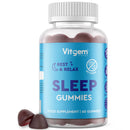 Vitgem Sleep Gummies - 60 Extra Strong Natural Sleep Aid for Adults with Ashwagandha and Magnesium – Sugar Free Blueberry Flavored Vegan Gummies for Relaxation, Restful Sleep and Sound Asleep