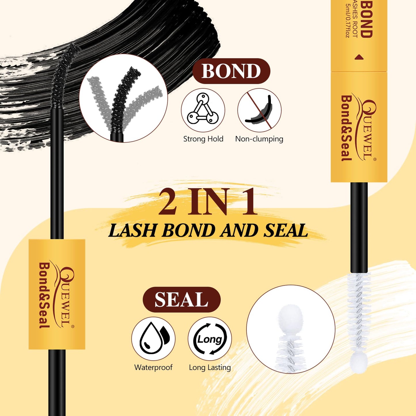 QUEWEL Lash-Clusters 320Pcs 60D+80D DIY Lash Extension Kit Mix 12-18mm Cluster-Lashes with Lash Bond and Seal and Lash Tweezer, Easily Create Thick and Charming Eyes at Home(60D+80D D MIX12-18 Kit)