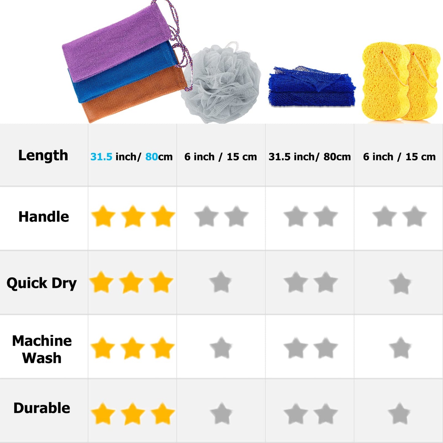 TENQUAN 3 PCS African Exfoliating Net Bath Sponge Exfoliating Body Scrubber Shower Scrubber Skin Smoother for Men Women Clean Clear Exfoliating Daily Wash(Purple Blue Coffee)