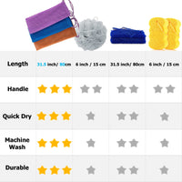 TENQUAN 3 PCS African Exfoliating Net Bath Sponge Exfoliating Body Scrubber Shower Scrubber Skin Smoother for Men Women Clean Clear Exfoliating Daily Wash(Purple Blue Coffee)