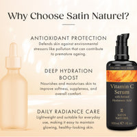 Satin Naturel Vitamin C Serum 100 ml – Anti-Age Face Serum with Retinol, Hyaluronic Acid & Organic Aloe Vera – For Dark Spots & Wrinkles – For Radiant Skin – Vegan & Natural Cosmetics