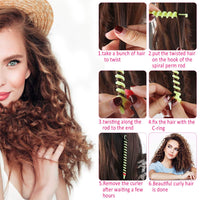 Ledoo 60Pcs Plastic Spiral Rollers Spiral Curlers Spiral Hair Rods Multicolored for Women Girls