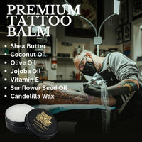 Premium Tattoo® Balm 50g – Tattoo Aftercare Balm for New & Old Tattoos – Soothing Tattoo Moisturiser with Shea Butter, Jojoba, Coconut & Vitamin B5- Vegan Tattoo Butter for Bright, Healthy-Looking Ink
