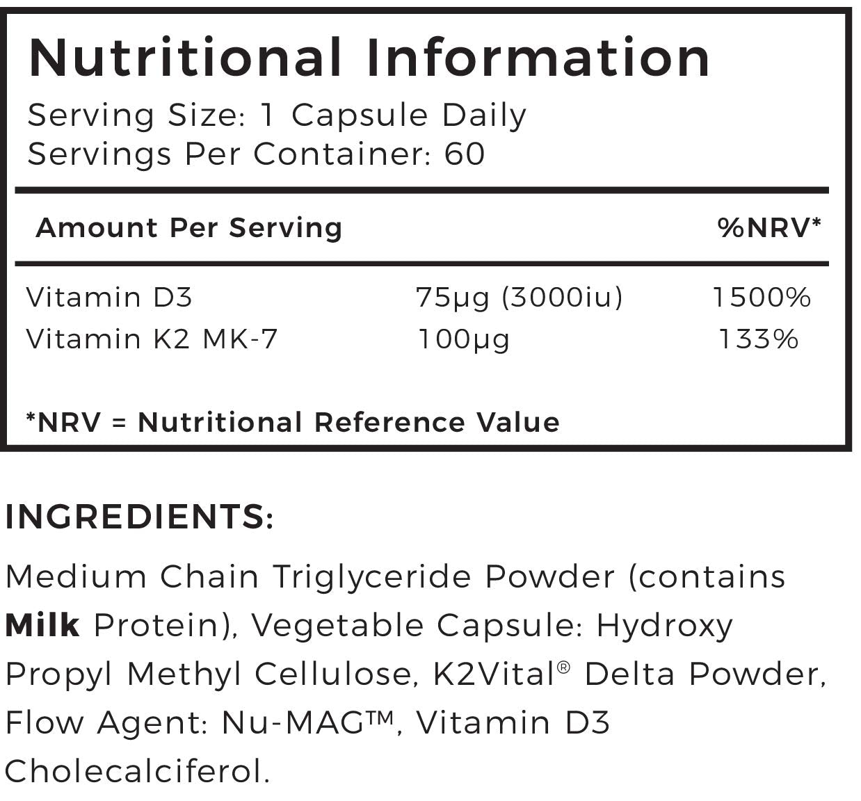 Vitamin D3 K2 and MCT Powder for Superior Absorption | Includes K2VITAL® MK-7 - A Premium Form of K2 | 60 Capsules | 3000iu D3 + 100μg K2 | Love Life Supplements - Premium UK Supplements
