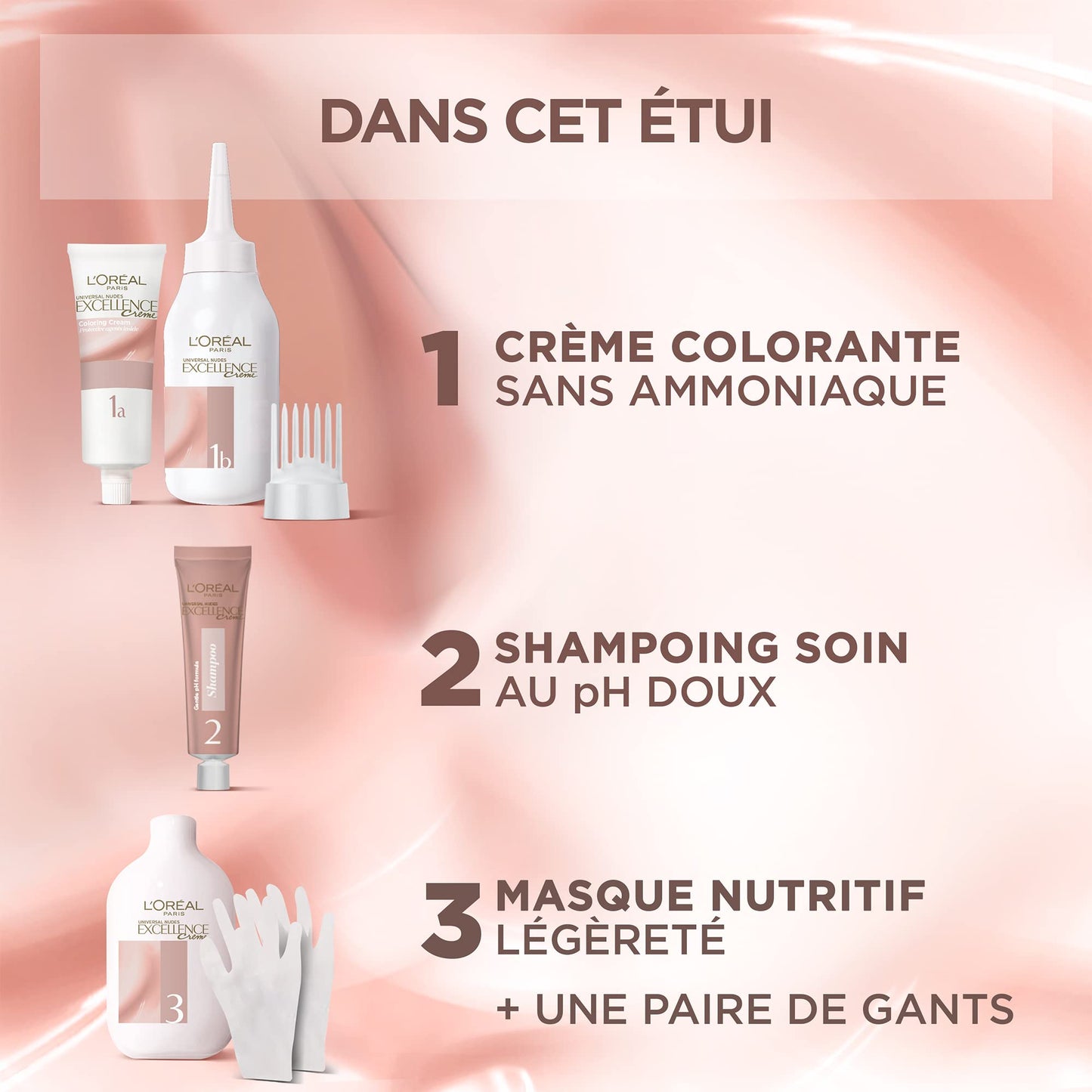 L'Oréal Paris - Permanent Hair Colour Kit - Ammonia Free - Covers 100% White Hair - Excellence Cream Universal Nudes - Shade : Universal Blonde (7)