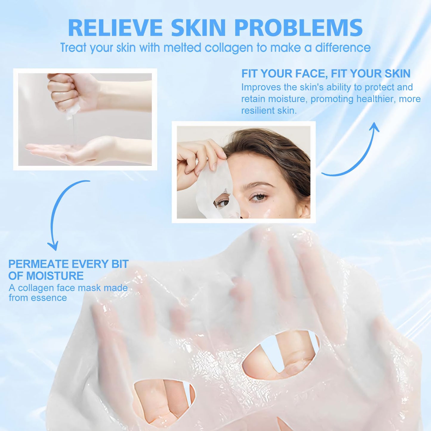 Allony Biodance Bio-collagen Real Deep Mask, Bio Collagen Face Mask, Bio Collagen Mask Overnight, Deep Hydration, Firming and Repairing(4pcs)