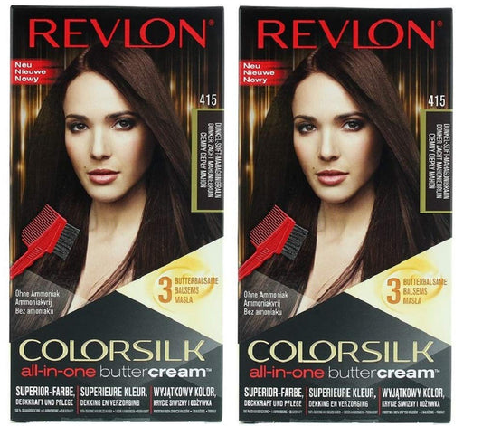 Revlon Colorsilk Buttercream Lasting Color Dark Soft Mahogany Hair Colour 2 PACK