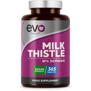 EVO NUTRITION Milk Thistle Tablets | 80% Silymarin | 365 Tablets | Vegan Supplement | Milk Thistle Capsules Alternative | Made in The UK