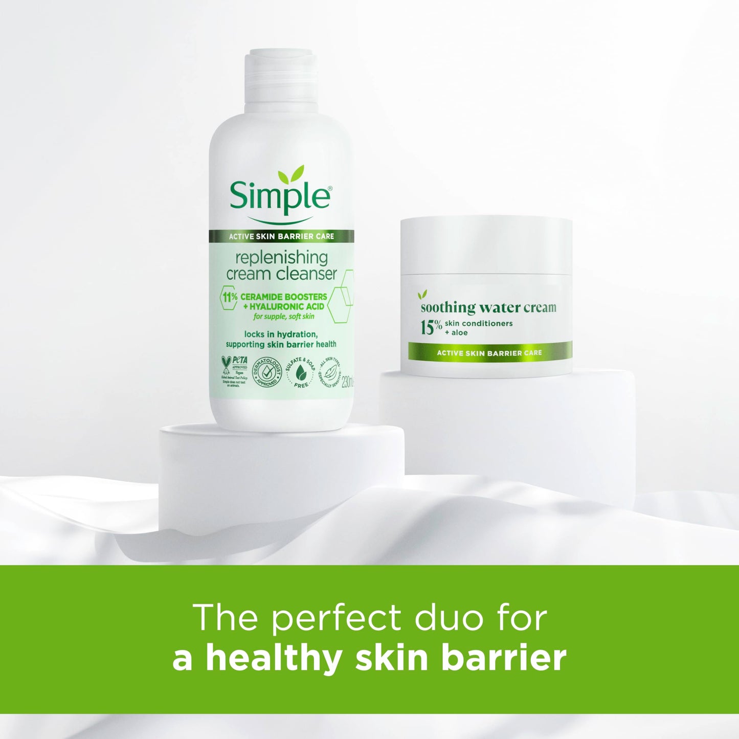 Simple Replenishing Cream Cleanser Face Cleanser Suitable for even the Most Sensitive Skin with 11% Ceramide Boosters and Hyaluronic Acid 230 ml