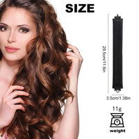Solihigh 4PC Heatless Curls Set- Hair Rollers with Adjustable Square Scarf for Overnight Curls, No-Heat Curling Rods Safe for Long Hair (Black)