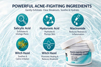 CHEAR ACNE Chear Acne Exfoliating Cleansing Pads 55 Pads – Salicylic Acid, Niacinamide & Hyaluronic Acid Face Pads with Witch Hazel, Pore Clearing Wipes for Acne, Oily Skin & Blackheads