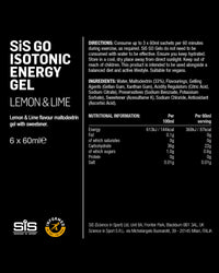Science in Sport GO Isotonic Energy Gels - Fast-Acting Isotonic Carbohydrate Gel, 22g Energy per Sachet - No Need for Water - On-the-Go Fuel - Lemon & Lime, 6-Pack