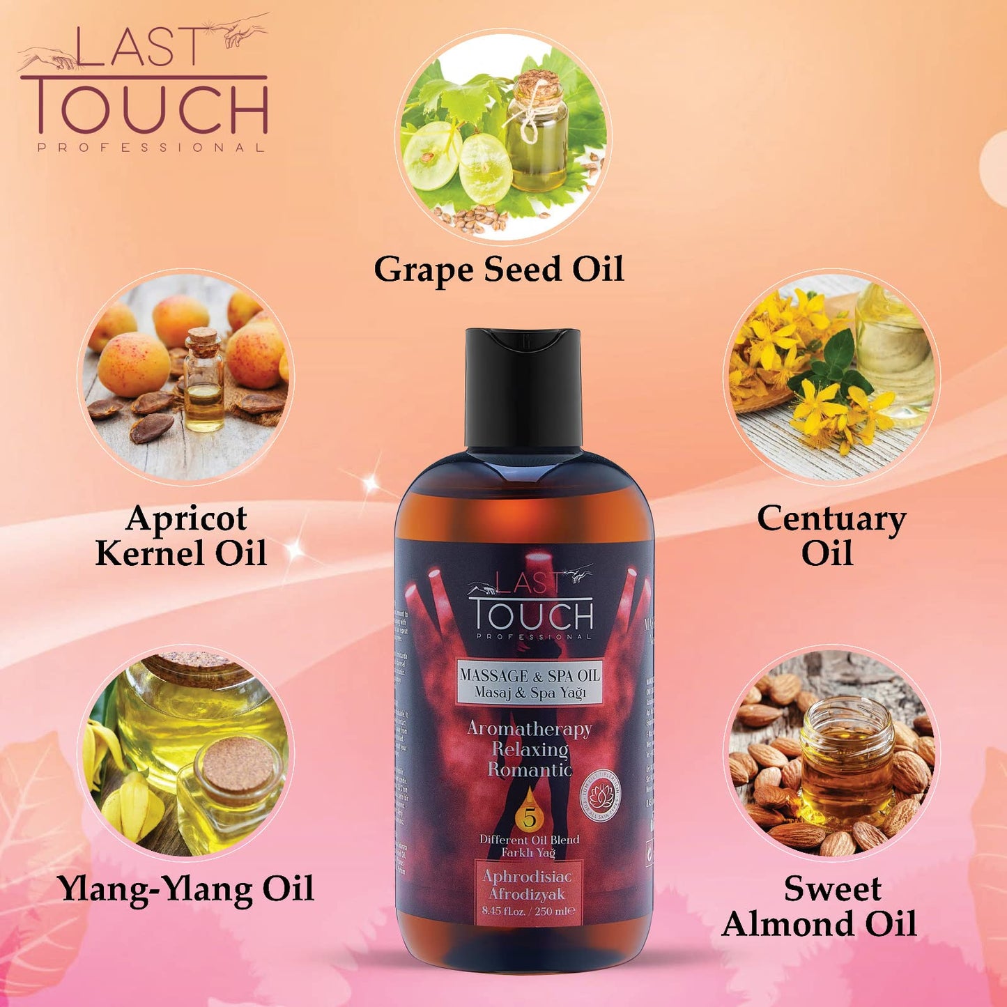 LAST TOUCH Aphrodisiac Sensual Massage Oil for Couples Sexual - Massage Oils for Date Night - Massage Oil for Massage Therapy - Aromatherapy Oil for Intimate Moments - Aphrodisiac Oil 8.45 fl oz
