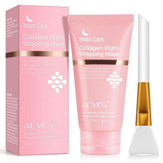 Generic Deep Collagen Anti-Wrinkle Lifting Mask with Hyaluronic Acid & Aloe Vera, Elasticity, Hydrating, Firming and Moisturizing, Overynight Hydrating Face Mask for All Skin Types -2.53 fl.OZ