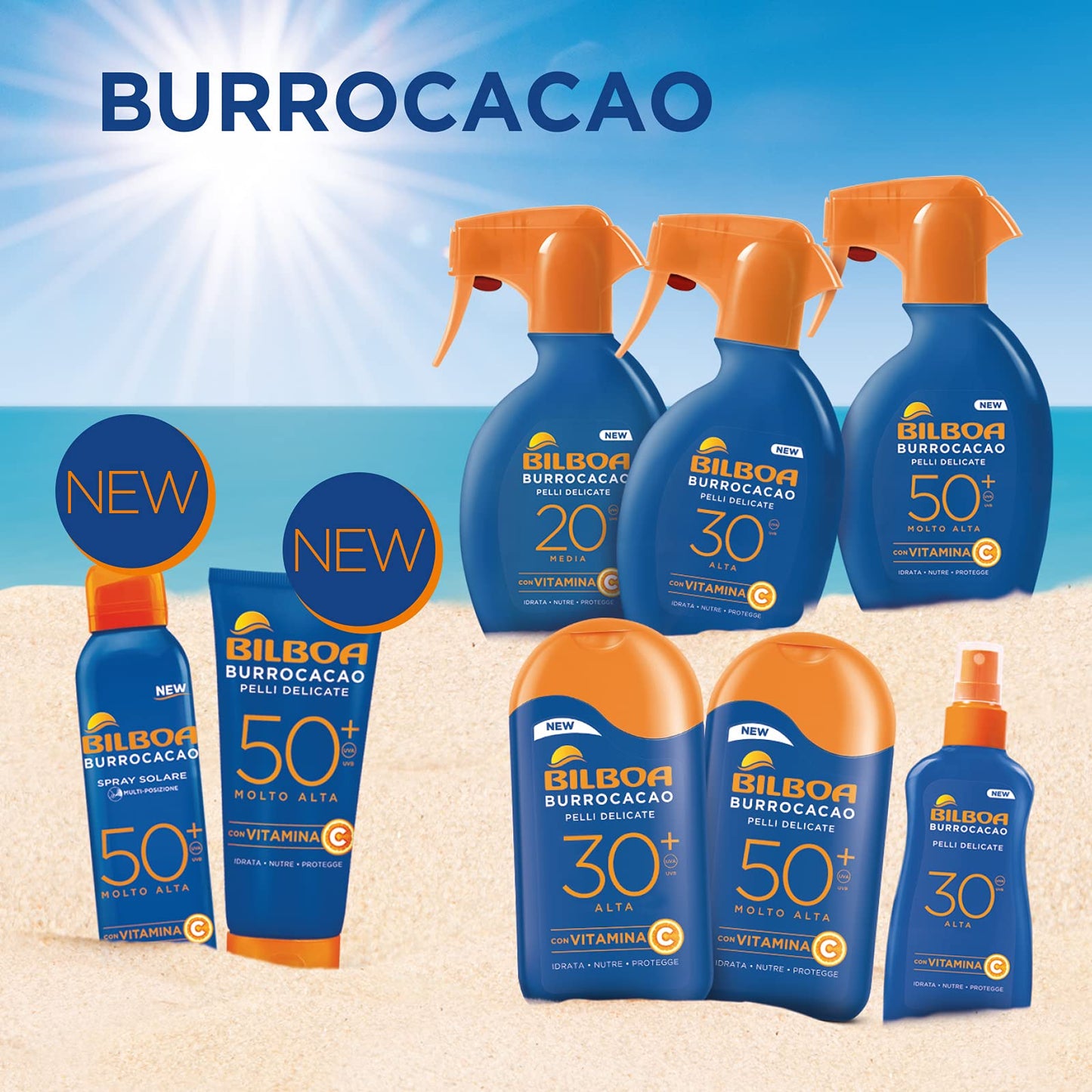 Bilboa Sun Protection Face and Body Cream SPF 50+ with Vitamin C - Hydrates, Nudes and Protects - Ideal for Sensitive Hair - Dermatologically Tested - 180 ml Tube