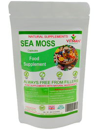 VitMan Nutrition Sea Moss Capsules, 60x Natural Irish Sea Moss Food Supplement, Gluten Free, Sugar Free, GMO Free, Vegan