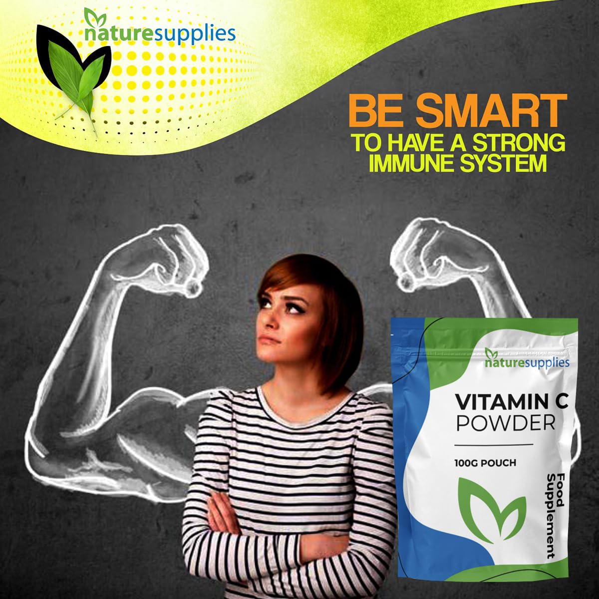 Vitamin C Powder 100g Ascorbic Acid UK Non GMO - Pharmaceutical Grade, Highly Concentrated No Chemicals in Our Supplements - Suitable for Vegans - Naturesupplies…