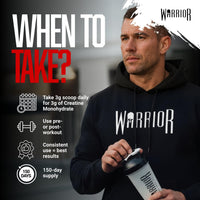 Warrior Flavoured Creatine Monohydrate Powder 500g (150 Servings) – Creatine Powder Drink, Creatine for Performance, Strength & Recovery (Not Creatine Gummies or Tablets) – Savage Strawberry