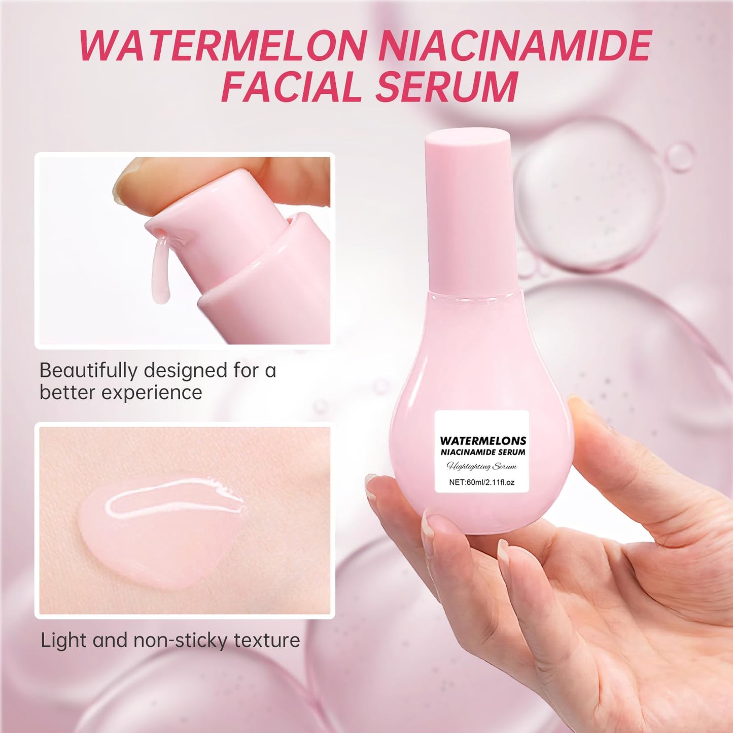 Leogony Watermelon Glow Toner, Niacinamide Dew Drops for Skincare, Pore Tight Serum to Deep Hydration Moisturizing