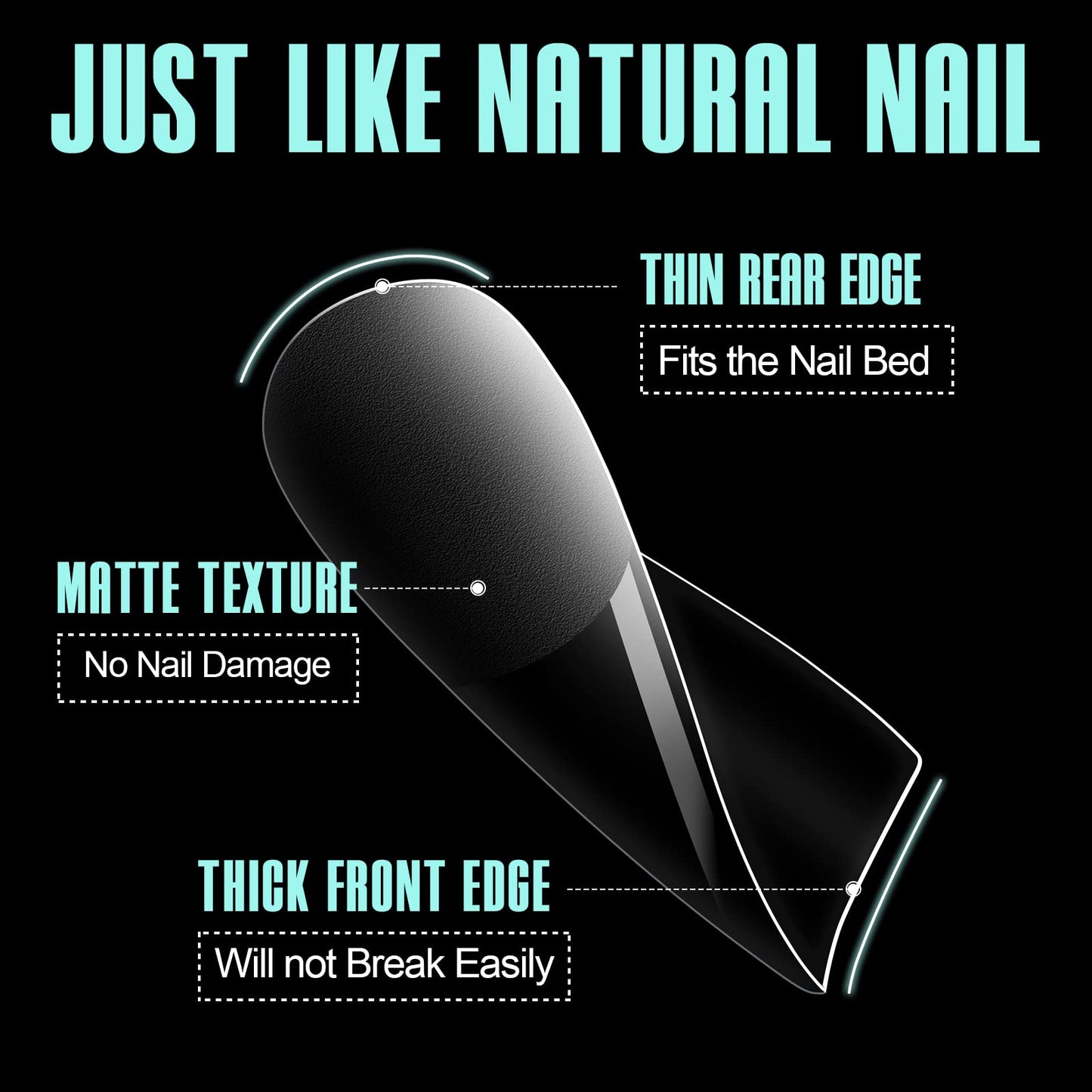 TOMICCA Soft Gel Nail Tips, 240PCS Clear Half Matte Full Cover Nail Tips for Nail Extensions, Pre-Buff No File Nail Tips Traceless for Nail Art Salon and Home DIY, 12 Sizes-MEDIUM SQUARE