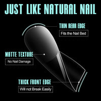 TOMICCA Soft Gel Nail Tips, 240PCS Clear Half Matte Full Cover Nail Tips for Nail Extensions, Pre-Buff No File Nail Tips Traceless for Nail Art Salon and Home DIY, 12 Sizes-MEDIUM SQUARE