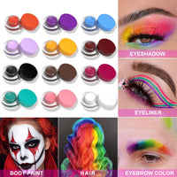 NACGUO 12 Color Eyebrow Pomade Gel Eyeliner Cream Eyeshadow Long Lasting Waterproof Matte Eyebrow Pomade Gel Eyeliner Eyeshadow with Brush for Daily or Cosplay (Red)