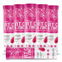 C.Defence Vitamin C 1000mg & Zinc 15mg Raspberry Flavour Effervescent Tablets - High Strength Tablets for a Healthy Immune System (6 Tubes)