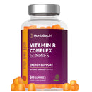 Horbäach Vitamin B Complex Gummies | 60 Count - Tablet Alternative | High Strength Supplement with Vitamin B12, B6, B2, B3, B5, Biotin, Folic Acid, and Iodine | Natural Orange Flavour | by Horbaach