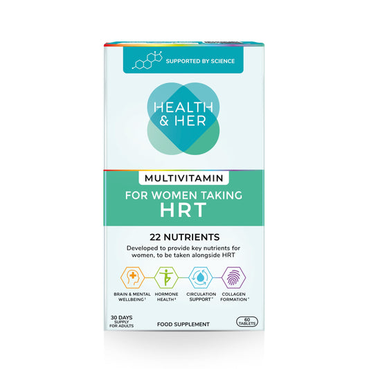 Health & Her Multivitamin for Women Taking Hormone Replacement Therapy (HRT) - Supplements for Women - Nutrition and Wellbeing Support - 1 Month Supply, 60 Capsules - Vegan & Gluten Free