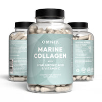 Omnia Marine Collagen Capsules 2400mg - High Potency Skin, Hair & Nail Health Formula for Women & Men - with Type I Collagen, Hyaluronic Acid & Vitamin C - 120 Capsules - UK Made