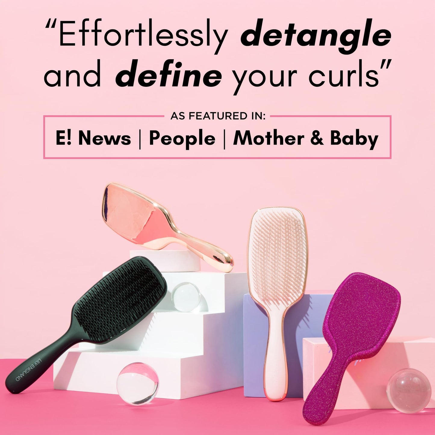 Lily England Detangle Hair Brush for Women, 2C to 4C Curly Hair Brush