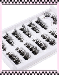 Jiocolor Lash Clusters Wispy Cat Eye Individual Lash Extensions Natural Cluster Lashes 9-15MM DIY Eyelash Extension C Curl Eyelash Cluster 7 Pairs