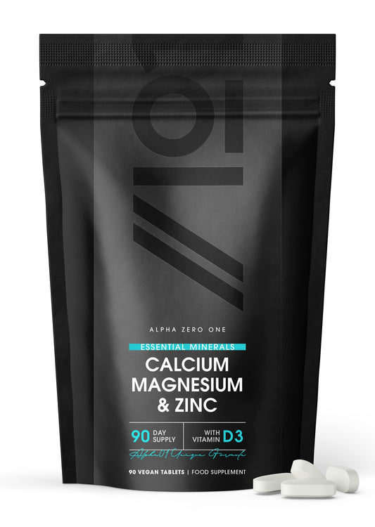 ALPHA01 Calcium Magnesium Zinc & Vitamin D3 Tablets - 3 Months Supply, 90 Vegetarian Capsules - 3rd Party Lab Tested for Purity & Potency, No Additives — Non-GMO, Gluten Free.