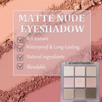 9-Color Matte Eyeshadow Palette for Women - Soft, Blendable Nude and Cold Brown Shades for Natural Looks - Milk Tea Warm Nude Palette