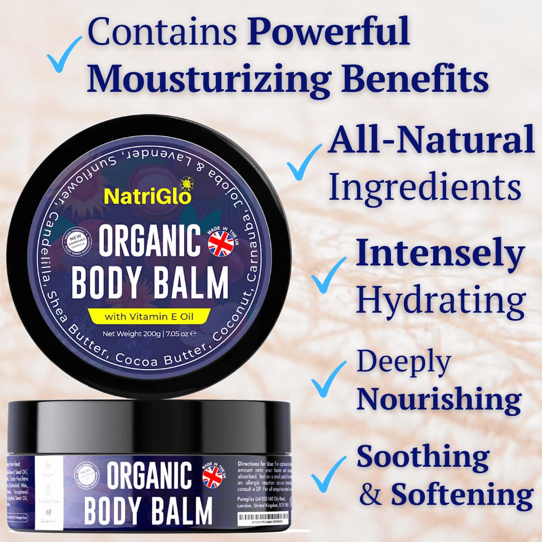 natriglo Intensive Body Moisturiser for Dry Skin | Shea Butter Moisturiser for Acne Prone Skin | Eczema Cream | Body Creams for Women, Men, Children with Coconut Oil, Lavender, Vitamin E by NatriGlo