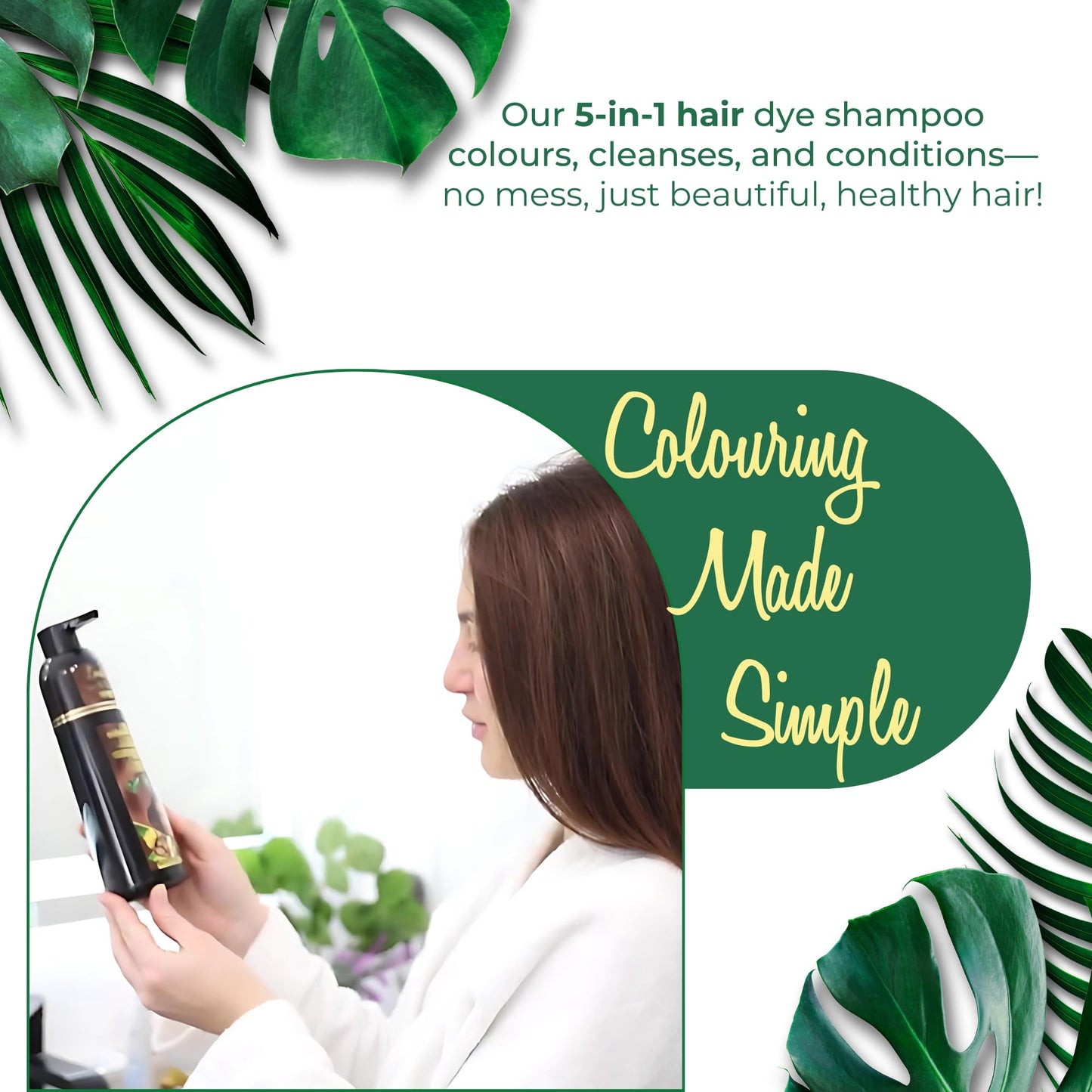 Londoree 5-in-1 Hair Dye Shampoo for Gray Hair - Ammonia-Free with Vitamin E, Argan Oil & Collagen - Moisturizes, Repairs, and Colours in 15 Minutes - 500 ML